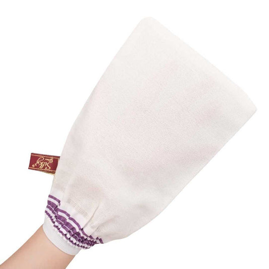 Classic Turkish Hammam Exfoliating Glove – White  100  Viscose Cross-Woven Fabric  Deep Peeling & Elastic Wrist Design