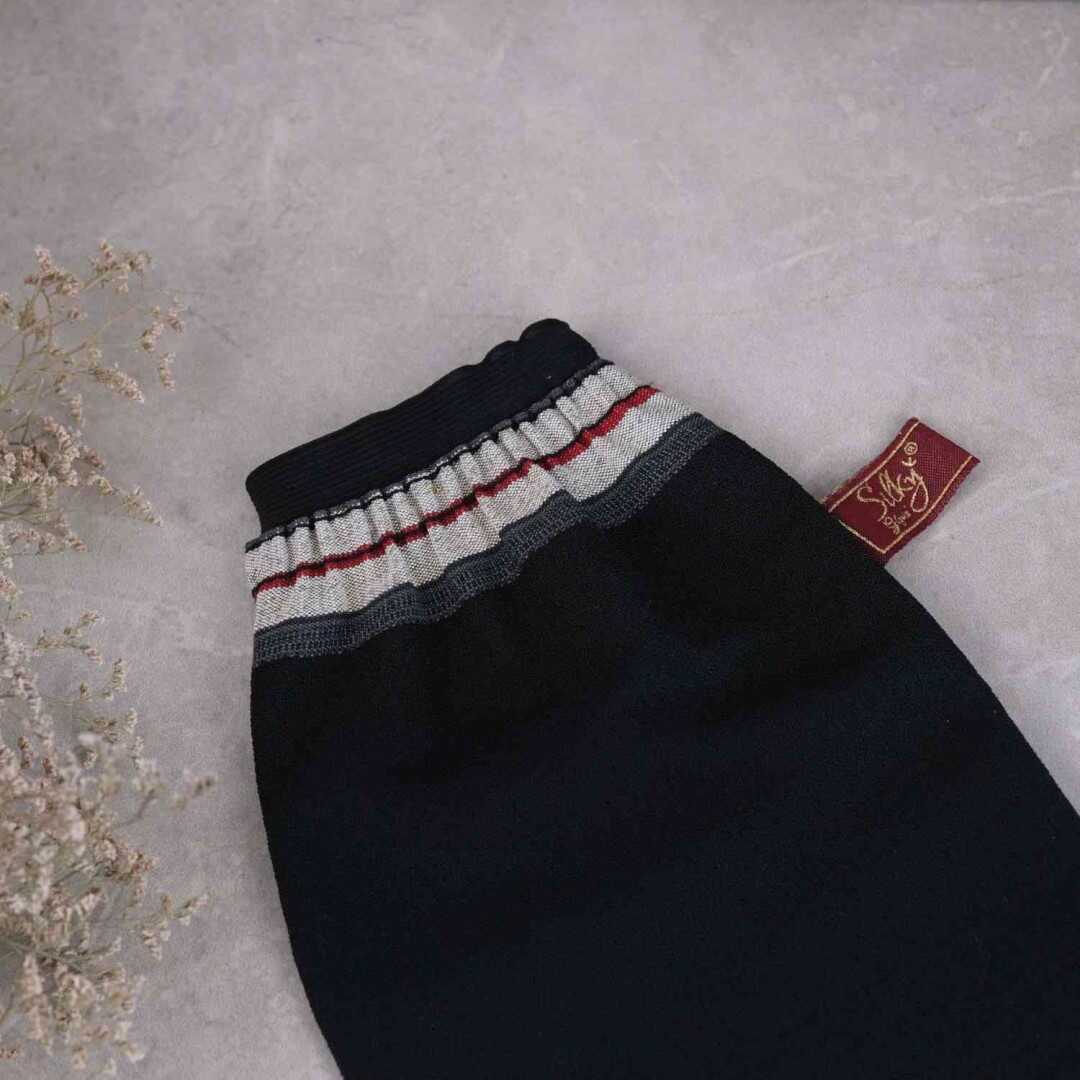 Classic Turkish Hammam Exfoliating Glove – Black | 100% Viscose Cross-Woven | Deep Peeling & Elastic Wrist Design